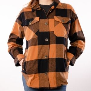 RDI Buffalo Plaid Shacket. Size M. Brown and black.